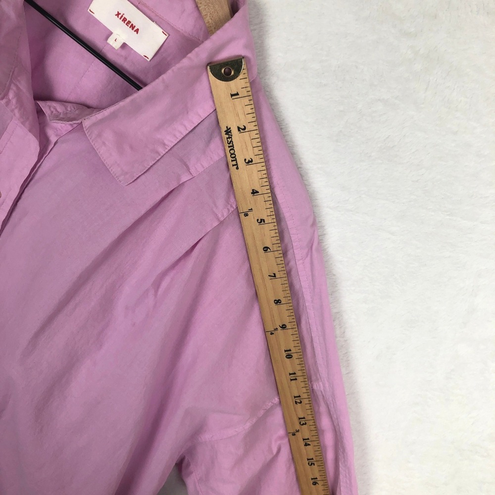 XIRENA Button Up Shirt Women's Sz L Orchid Pink 100% Cotton Poplin Oversized L/S - Picture 10 of 12
